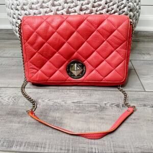 Kate Spade Gold Coast Meadow Quilted Leather Shoulder Bag Coral
